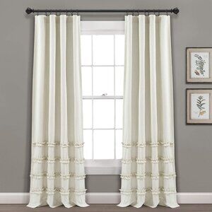 Lush Decor Vintage Neutral Stripe & Textured 2 Curtain Panel Set 40" x 84"